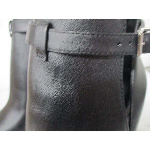 USED Michael Kors Women Lawson Leather Peep Toe Ankle Wrap Booties, black-Sz 8.5 - Picture 8 of 12